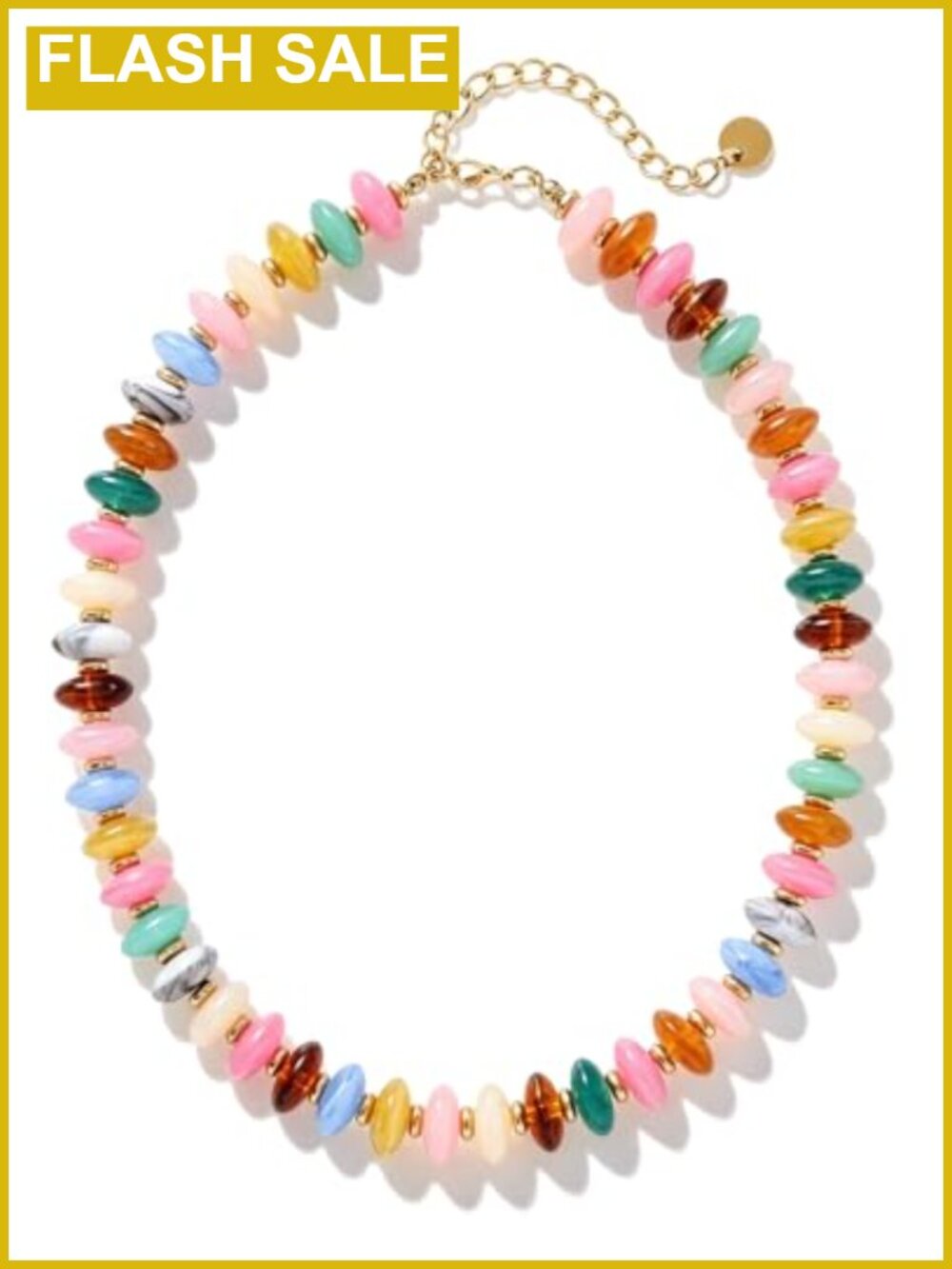 Handmade Acrylic Beaded Choker Necklace Adjustable Boho Statement
